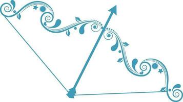 Floral design of bow of sagittarious in zodiac sign. vector