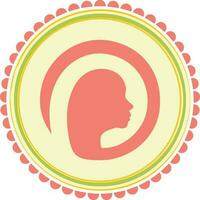 Sticker, tag or label design with woman face. vector