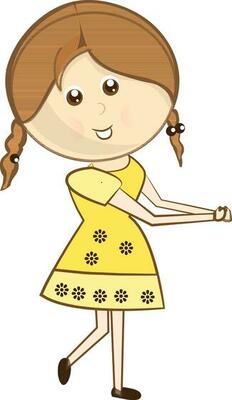 Character of girl face simle in illustration.