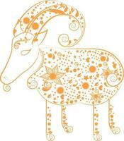 Floral design of aries in zodiac signs. vector