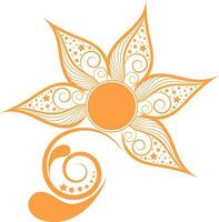 Orange color of flower in floral design element. vector