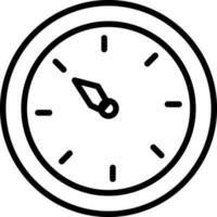 Flat style clock in black line art. vector