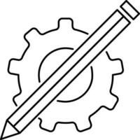 Setting sign or symbol with gear and pencil. vector