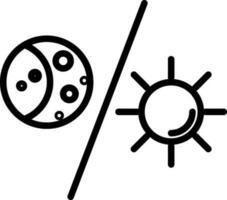 Eclipse moon and sun in black line art. vector
