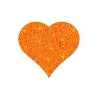Orange glossy glitter decorated heart. vector