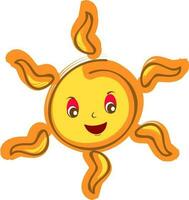 Sun in orange and yellow color. vector
