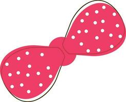 Pink polka dot gift bow watercolor illustration. vector