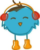 Cute cartoon owl girl with headphones. vector