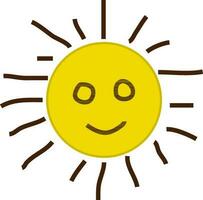 Cute and funny smiling sun with big eyes. vector