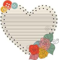 Creative card floral background heart with button. vector