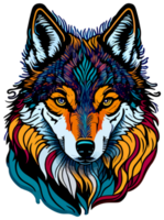 Wolf Gesicht Maskottchen Aufkleber Illustration mit ai generativ png