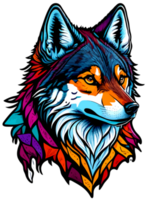 lobo cara logo mascota ilustración con ai generativo png