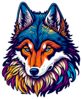 Lobo face logotipo adesivo ilustração com ai generativo png