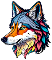 lobo cara en vibrante color mascota con ai generativo png