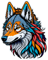 lobo cara mascota ilustración con ai generativo png