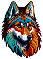 Colorful Wolf Face Sticker with AI Generative png