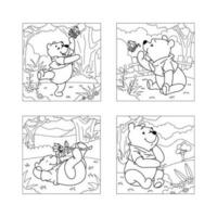 Cute Bear Coloring Book Collection vector