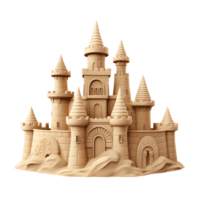 Sand castles isolated on transparent background. 3D rendering. Generative AI png