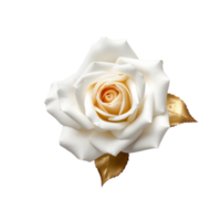 White, gold rose isolated on transparent background. AI Generated png