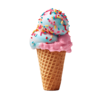 ice cream waffle cone with colorful sprinkles isolated on transparent background. AI Generated png