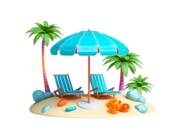 3d realistic illustration of summer beach png