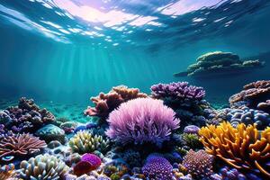 Sea Underwater Colorful Background. generative AI photo