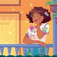 Latin Girl Sings in the Balcony vector