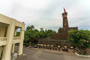 Hanoi, Viet Nam - 12 May 2023 Hanoi flag tower with Vietnamese flag on top. This tower is one of the symbols of the city photo