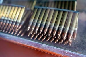 Preparing for reloading, main focus on ballistic point bullets, soft focus photo