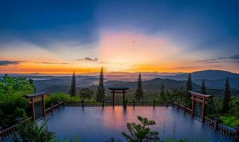 Dawn at Linh Quy Phap An pagoda, Loc Thanh near Bao Loc town, Lam Dong province, Vietnam. photo