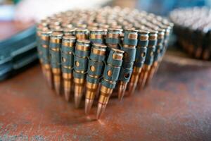 Preparing for reloading, main focus on ballistic point bullets, soft focus photo