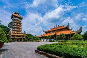 Morning at Ben Duoc Temple, Cu Chi, Ho Chi Minh city, Vietnam. The historic district revolutionary beside Cu Chi tunnel, a famous base of revolutionary Vietnam before 1975. Travel concept photo