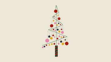 Tree Drawing Winter Christmas Vector Silhouette. Video flat cartoon animation design element