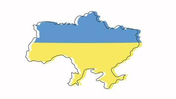 kontinuierlich einer Linie Zeichnung Ukraine, Europa. Vektor Linie Zeichnung von Silhouette von ukrainisch Grenze. Video eben Karikatur Animation Design Element