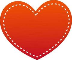 Dotted line in red heart shape card. vector