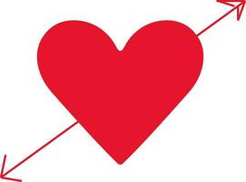 Arrow struck red heart of love symbol. vector