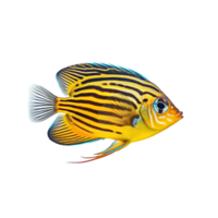 Tropical zebrasoma fish isolated on transparent background, created with png