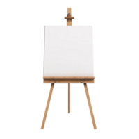 Wooden easel with blank white canvas isolated on transparent background, created with png