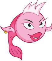 Cartoon cute fish in pink color. vector