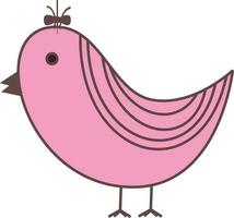 Cute cartoon bird in pink color. vector