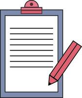 Flat illustration of black document with pen. vector