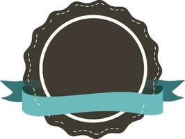 Brown round frame decorated blue ribbon. vector