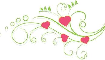 Red heart decorated floral design. vector