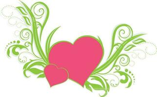 Vintage floral design with pink heart. vector