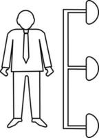 Businessman searching employee for work in stroke style. vector