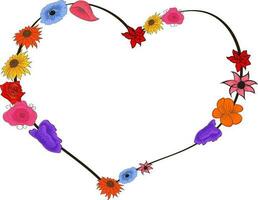 Heart with beautiful flowers. vector