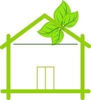 Illustration of hut with leaves. vector