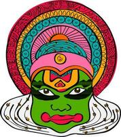 ilustración de Kathakali bailarín rostro. vector