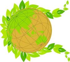 tierra globo decorado con hojas. vector