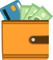 Illustration of wallet with money and card. vector